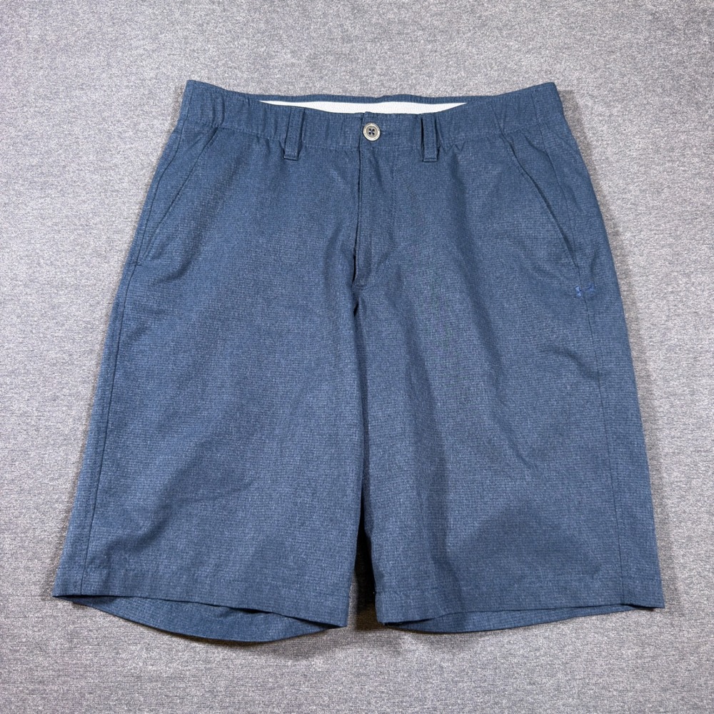 Under Armour Drive Golf Shorts Mens 32 Blue HeatGear Performance Flat‎ Front